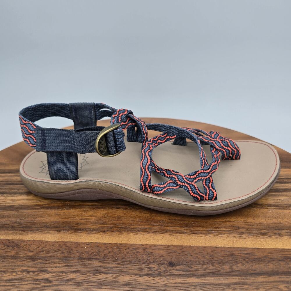 Chaco Sandals Womens 6 Blue Orange Strappy Webbing Outdoor Hiking Water Sports
